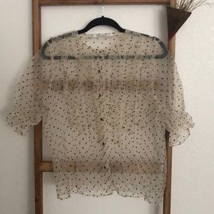 Cream sheer top with black dots. Zara in sz USA med